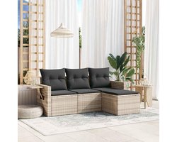 Tuinbank Set - Balkon Meubels - Buiten Zitten - Modulair Ontwerp - 4 Delig - Lichtgrijs