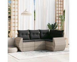 Tuinbank Set - Balkon Meubels - Buiten Zitten - Modulair Ontwerp - 4 Delig - Lichtgrijs