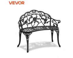 Tuinbank - Tuinbankje - Buitenbank - Stijlvol - Metaal - Weersbestendig, Zonbestending, Roestbestendig - Zwart - Breedte 98,7 cm -Hoogte rugleuning 79 cm - Zitdiepte 57 cm