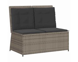 Tuinbank | Tuinbankje | Buitenbank | Tuinstoel met kussen Grijs Poly riet