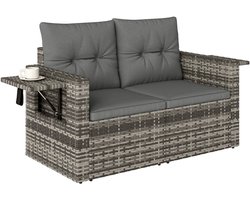 Tuinbank – Tuinbankjes weerbestendig - Tuinbanken - Loungebank - Balkon Set - Buitenbank - Donkergrijs - 2 personen - Staal