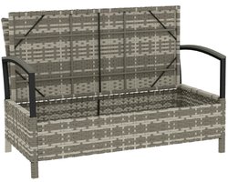 Tuinbank – Tuinbankjes weerbestendig - Tuinbanken - Loungebank - Balkon Set - Buitenbank - Donkergrijs / Grijs - 2 personen - Staal