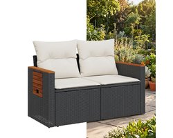 Tuinbank – Tuinbankjes weerbestendig - Tuinbanken - Loungebank - Balkon Set - Buitenbank - Zwart- 2 personen - Staal