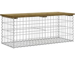 Tuinbank – Tuinmeubel – Buitenbank – Zitbank – Gabionbank – Stevig Gegalvaniseerd Staal – Geïmpregneerd Grenenhout 103x44x42 cm