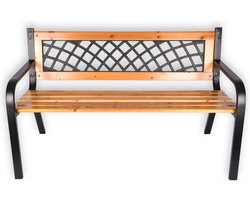 Tuinbank twee-Persoons van Hout - Bruin - 52x118x73cm – Weerbestendig voor Binnen & Buiten, Balkon, Terras & Meer!