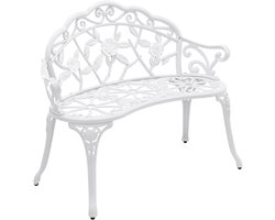 Tuinbank tweezitsbank gietijzer 100x54x80 cm wit