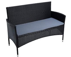 Tuinbank van polyrotan 2-zits met kussen - Weerbestendig en comfortabel