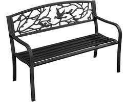 Tuinbank voor 3 personen, metalen bank, zitbank, outdoor bank, ijzeren bank in retrostijl met rugleuning en armleuning, voor binnenplaats, tuin, terras, balkon, café, zwart