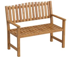 Tuinbank voor buiten 112x64x92 cm Houtkleur Hout tweepersoons bank met armleuningen relaxstoel en zitbank eenvoudig ontwerp stabiel duurzaam voor balkon terras en tuin zithoek