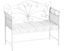 Tuinbank voor buiten 113,5x50x96 cm Wit Metaal tweepersoons tuinbank stoel voor terras en park met vintage rugleuning eenvoudig ontwerp praktisch en stijlvol voor balkon terras en tuinmeubilair