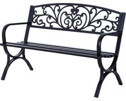 Tuinbank - Zitbank - Bankje - Tuinmeubelen - Metaal - 2-zits - Metaal - Zwart - 127 x60 x85 cm