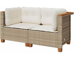 Tuinbanken met kussens - Buitenbank loungebank - Ontspannen in de tuin - Modulair ontwerp - 2 stuks - Beige