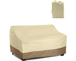 Tuinbankhoes - 147 x 83 x 79 cm - Dubbele tuinbankhoes - Bankhoes - Waterdichte tuinbankhoes - 210D Oxford stof - Winddicht - Waterdicht - Scheurvast - Beschermt tuinmeubelen effectief - Inclusief opbergtas - Beige