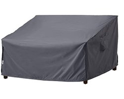 Tuinbankhoes Waterdicht 2-Zitsbank – Diepe Zitbank Beschermhoes voor Rotan Terrasmeubelen, Grijs 138x84x61/81 cm