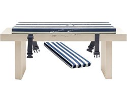 Tuinbankkussen Buiten - Bankkussen Waterdicht - Comfortabel Zitten - Polyester Stof - 115x55 cm - Blauw Wit