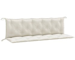 Tuinbankkussens 2 st | Tuinkussen 180x50x7 cm stof gemêleerd crèmekleurig