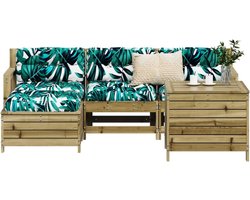 Tuinbankstel 5-delig - Tuinmeubelset Balkonset - Buiten Zitten - Geïmpregneerd Grenenhout - Modulair Ontwerp - Houtkleurig