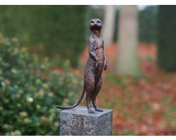 Tuinbeeld - bronzen beeld - Stokstaartje - Bronzartes - 28 cm hoog