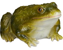 Tuinbeeld kikker - decoratie - 1 stuk - groen - kunststeen