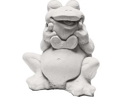 Tuinbeeld kikker  (Wit)- decoratie voor binnen/buiten - beton