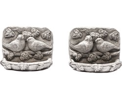 Tuinbeeld Vogel Drinkbakje (2x)(Wit/gepattineerd)> Set van 2  - Hoogwaardige kwaliteit (voor op te hangen) - Perfect voor in de tuin/huis
