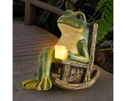 Tuinbeelden voor buiten - Kikker tuinbeeld - Realistische harsornamenten - Tuinverlichting - Solar lamp buiten - Woondecoratie - Accessoires voor een sprookjestuin - Decoratieve kunst in de vorm van een kikker op zonne-energie