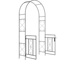 Tuinboog met Poort - Rozenboog Rooster - Tuin Decoratie - Smeedijzeren Stijl - 114x36x232cm - Zwart