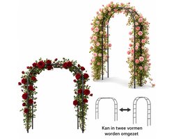 Tuinboog Metaal - Tuin Prieel Boog voor Klimplanten - Bruiloft Decoratie Boog - Plantenrek voor Rozen en Klimplanten - Buiten Tuindecoratie - Zwart 2,4 x 1,4 m