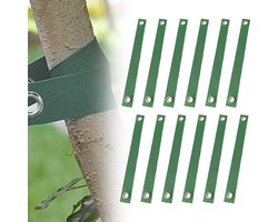 Tuinboom stropdassen - Boomsteun riemen - Jonge bomen steunen - Roestvrije messing gespen - 12 stuks - Groen