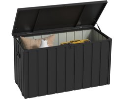 Tuinbox - 450L Metalen Opbergkast - 125x61x70cm - Met Wielen En Gasveren - Voor Tuin En Terras - Donkergrijs