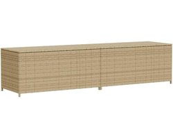 Tuinbox met wielen - Opbergbox tuin - Kussens opbergen - Waterbestendig poly rotan - 469 Liter capaciteit - Beige