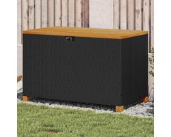 Tuinbox Rotan - Opbergkist Terras - Tuinspullen Opbergen - Waterdicht Opbergvak - 110 x 55 x 63 cm - Zwart