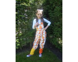 Tuinbroek met oranje Hollandprint voor kind maat 164