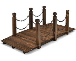 Tuinbrug Hout - Decoratieve Boogbrug - Tuin Decoratie - Gecarboniseerd Sparrenhout - 150 cm Lengte - Bruin