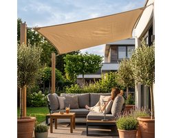 TuinChamp Schaduwdoek polyester beige 3x4m - Waterdicht - Rechthoek - Zonnescherm balkon - Zonnescherm doek - Tuin zonnescherm