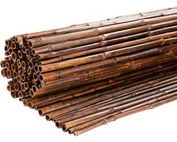 TuinChamp Zwarte bamboemat 20-25mm 150 x 180 cm - Bamboe tuinscherm - Bamboemat op rol - Tuinafscheiding natuurlijk hout - Balkonscherm bamboe - Natuurlijke uitstraling