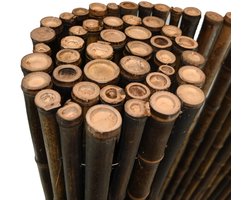 TuinChamp Zwarte bamboemat 25-35mm 180 x 180 cm - Bamboe tuinscherm - Bamboemat op rol - Tuinafscheiding natuurlijk hout - Balkonscherm bamboe - Natuurlijke uitstraling