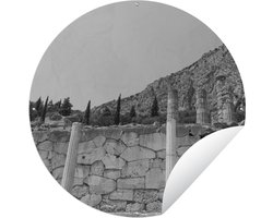 Tuincirkel Apollo - Stenen - Zuil - Zwart - Wit - 120x120 cm - Ronde Tuinposter - Buiten XXL / Groot formaat!