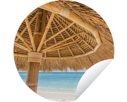 Tuincirkel Parasol - Strand - Zee - Tropisch - 150x150 cm - Ronde Tuinposter - Buiten
