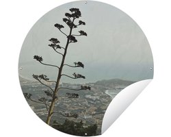 Tuincirkel Uitzicht vanaf een berg op het Griekse Rhodos - 60x60 cm - Ronde Tuinposter - Buiten