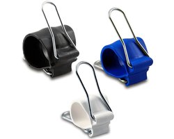 Tuinclips: Geschikt voor binnen- en buitengebruik, voor het vastzetten van planten, tuingereedschap, plantenstandaards en plantenrekken - 9 clips - 3 kleine witte, 3 middelgrote blauwe, 3 grote zwarte