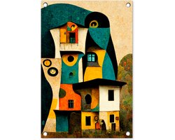 Tuindecoratie Abstract - Design - Huis - Vintage - Kunst - 40x60 cm - Tuinposter - Tuindoek - Buitenposter