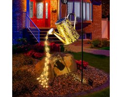 Tuindecoratie op zonne-energie - Tuinverlichting waterdicht - Grote tuinbeelden retro koperen decoraties voor het terras - 99 cm herdershaak