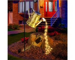Tuindecoratie Op Zonne-Energie - Tuinverlichting - Waterdicht - Grote Tuinbeelden - Retro Koperen Decoraties Voor Het Terras Van Je Huis - Met 99 Cm Herdershaak [Energieklasse A+++]