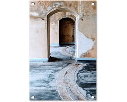 Tuindecoratie Poort - Architectuur - Steen - Gebouw - 40x60 cm - Tuinposter - Tuindoek - Buitenposter