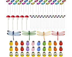 Tuindecoratie Set - Insecten Beeldjes - Tuin Verfraaien - 90 Delige Set - Diverse Maten - Multicolor