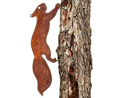 Tuindecoratie voor buiten, Tuinversieringen, Tuinsculpturen en -beelden, Tuinaccenten, Eekhoorn van verroest metaal (30 cm) – Dierenbeeldje voor buiten, voor bomen, tuinen, gazons en terrassen