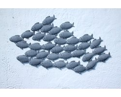 Tuindecoratie - wanddecoratie - muurdecoratie - metaal - vissen - grijs gemêleerd - 97 cm
