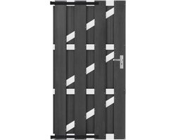 Tuindeur composiet Bari antraciet met blank aluminium frame incl. beslag (100 x 180 cm)