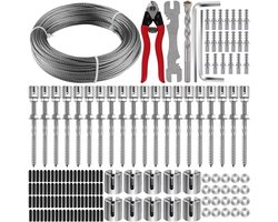 Tuindraadrek Kit - Klimplant Systeem - Planten Ondersteunen - Roestvrij Staal - 30 Meter Draad - Zilver